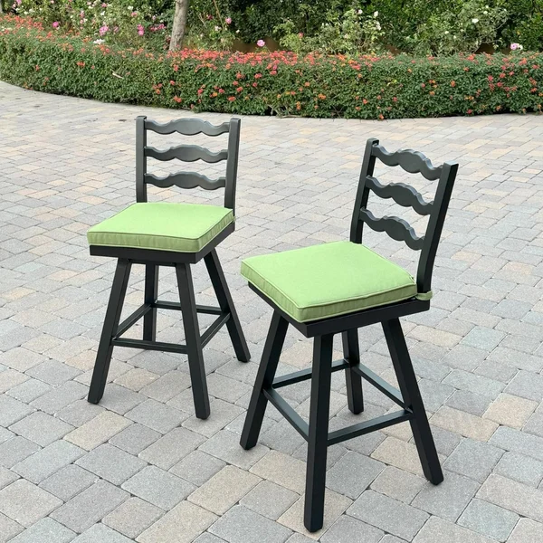 Aspen 2 Pc Aluminum Swivel Counter Height Bar Stool Set in Green/Dark Brown by Darlee