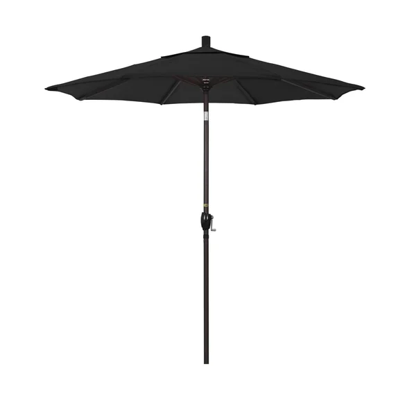 California Umbrella 7.5 Ft. Octagonal Aluminum Push Button Tilt Patio Umbrella W/ Crank Lift & Aluminum Ribs - Bronze Frame / Olefin Black Canopy