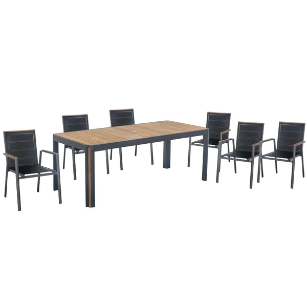 HIGOLD GENEVA XL 10 Person Aluminum Umbrella Dining Set in Nero By HIGOLD