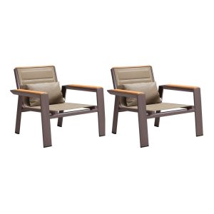 Geneva 2 Pc Aluminum Club Chair in /Caffe by HIGOLD