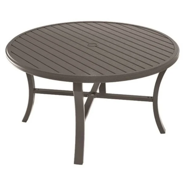 Banchetto 54" Round Slat Top Table - Graphite