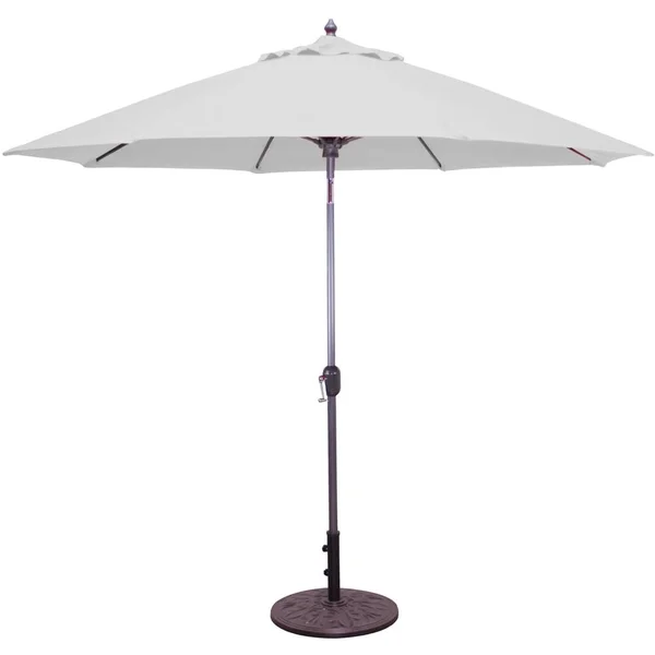 Galtech 9 Ft. Bar Height Octagonal Aluminum Patio Market Umbrella W/ Crank Lift And Auto Tilt - Charcoal Frame W/ Sunbrella Canvas Canvas Canopy