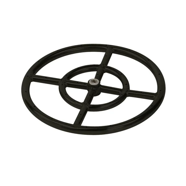 BBQGuys Signature 12-Inch Double-Ring Black Steel Natural Gas Burner W/ 1/2-Inch Inlet - BK-FR-12