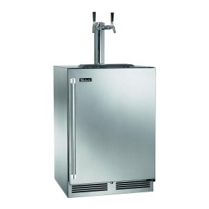 Perlick 24-Inch Signature Series Marine & Coastal Series Stainless Steel Dual Tap Outdoor Beverage Dispenser W/ Door Lock - Right Hinge - HP24TM-4-1RL-2