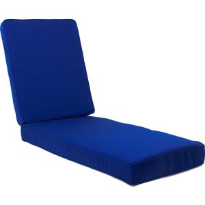 Sunbrella Canvas True Blue Extra Long Outdoor Replacement Chaise Lounge Cushion W/ Piping By BBQGuys Signature