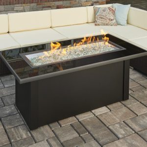 Anchor Lake 59 Inch Rectangular Steel Natural Gas w/ Electronic Ignition Fire Pit Table in Black by Lakeview Outdoor Designs