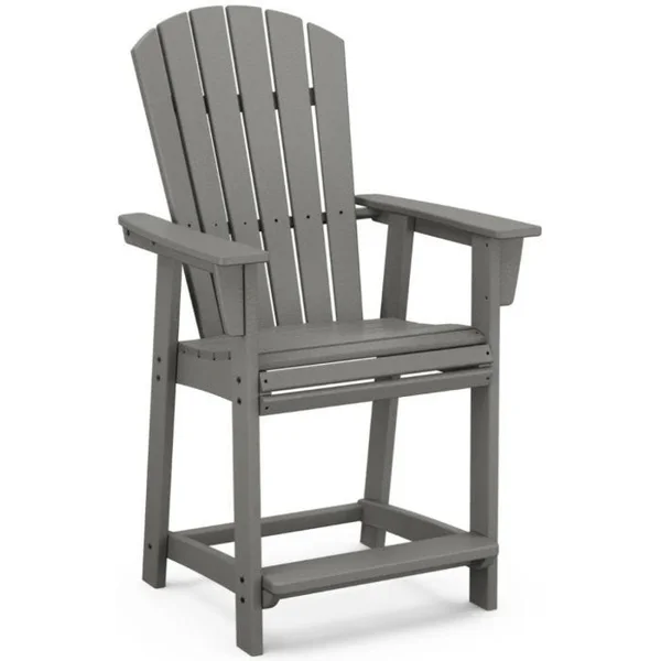 Nautical Curveback Counter Height Chair - Slate Grey