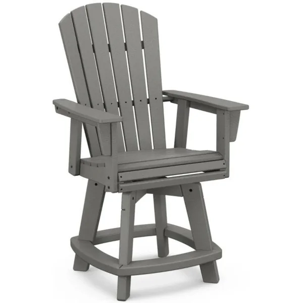 Nautical Curveback Counter Height Swivel Chair - Slate Grey