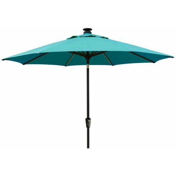 Solar Auto Tilt 9’ Umbrella - Aqua / Bronze