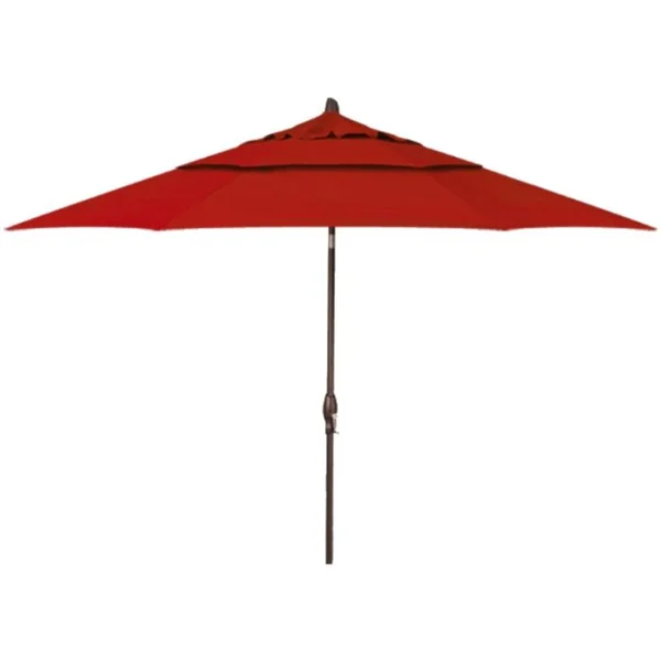 Auto Tilt 11’ Umbrella - Red / Bronze
