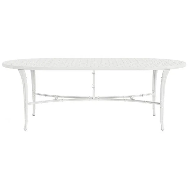 Calcutta 44" x 86" Oval Cast Umbrella Dining Table - Chalk