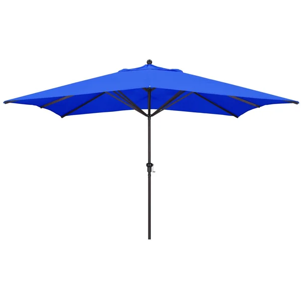 California Umbrella 8 X 11 Ft. Rectangular Aluminum Patio Umbrella W/ Crank Lift & Aluminum Ribs - Bronze Frame / Sunbrella Canvas Pacific Blue Canopy