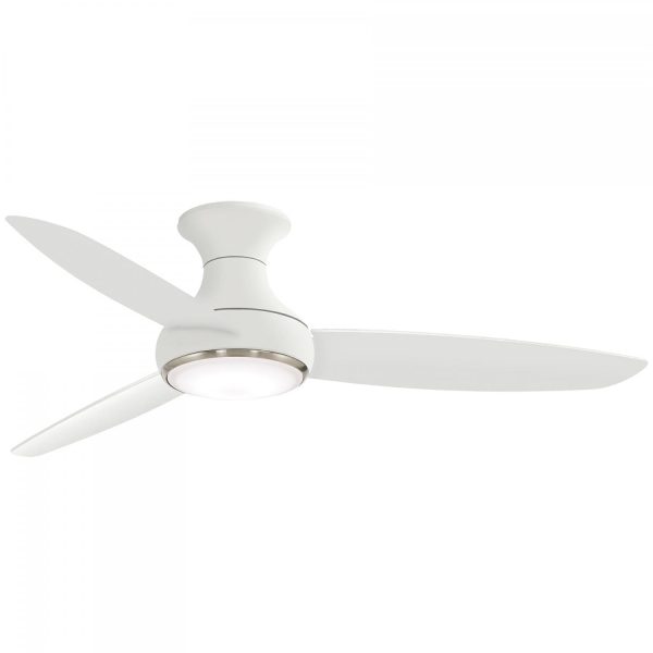 Minka-Aire Concept III 54-Inch 3-Blade LED Smart Ceiling Fan in White Finish W/ White Blades W/ Etched Opal Glass - F467L-WH