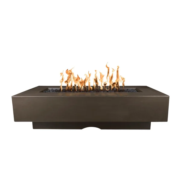 Del Mar 48 Inch Rectangular GFRC Natural Gas Fire Pit in Chocolate by The Outdoor Plus