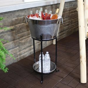 Ultimate Patio Ice Bucket Drink Cooler W/ Stand & Tray - Stainless Steel
