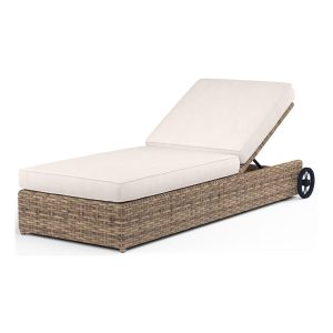 Havana Wicker Chaise Lounge in Tobacco/Canvas Natural by Sunset West