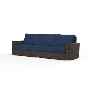 Montecito Wicker Patio Sofa in Spectrum Indigo w/ Self Welt By Sunset West