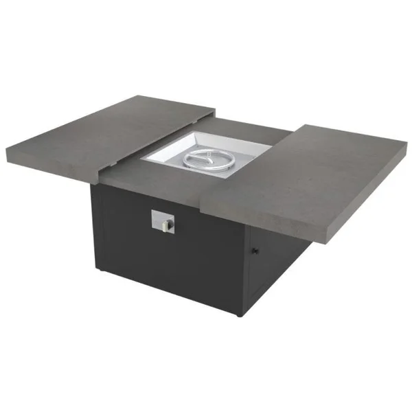 Square Functional 34" Fire Pit - Black/Concrete