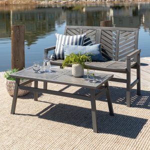 Wishlake 2 Pc Acacia Seating Set in Gray Wash by Ultimate Patio