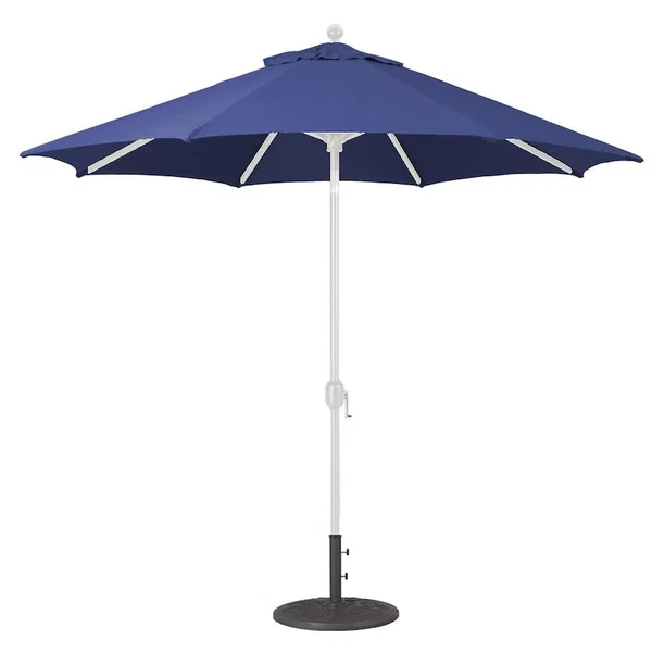 Galtech 9 Ft. Octagonal Aluminum Patio Market Umbrella W/ Crank Lift And Deluxe Auto Tilt - White Frame W/ Sunbrella Canvas Navy Canopy