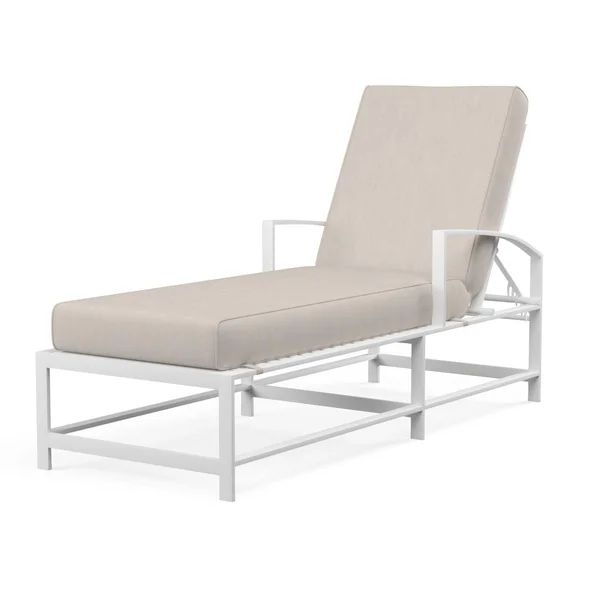 Bristol Aluminum Chaise Lounge in Satin White/Canvas Flax by Sunset West