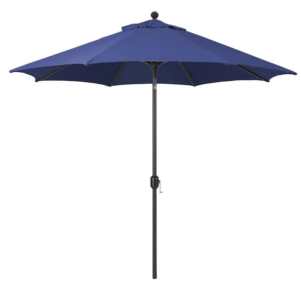 Galtech 9 Ft. Octagonal Aluminum Patio Market Umbrella W/ Crank Lift And Deluxe Auto Tilt - Black Frame W/ Sunbrella Canvas Navy Canopy