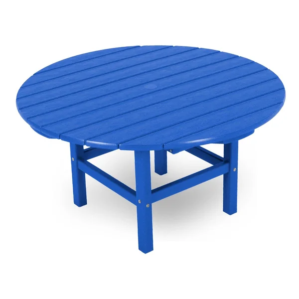 38 Inch Round Recycled Plastic Coffee Table in Pacific Blue by POLYWOOD