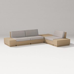 Elevate 6 Pc Recycled Plastic Sectional Seating Set in Vintage Sahara/Weathered Tweed By PW Designer Series
