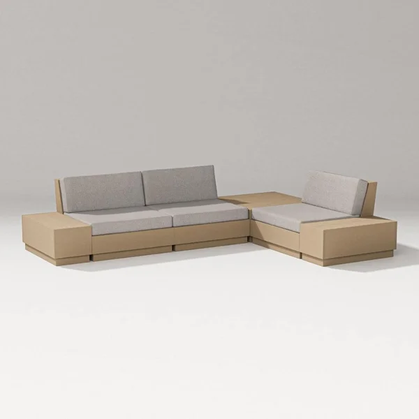 Elevate 6 Pc Recycled Plastic Sectional Seating Set in Vintage Sahara/Weathered Tweed By PW Designer Series