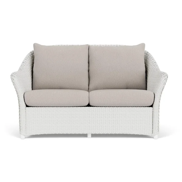 Weekend Retreat Lloyd Loom Loveseat in Matte White/Remy Cloud by Lloyd Flanders