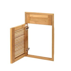 Pacific Teak Millsworks 18 Inch Louvered Single Access Door W/ False Drawer - Left Hinge