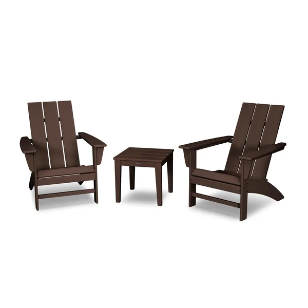 Modern Adirondack 3 Pc Recycled Plastic Seating Set in Mahogany by POLYWOOD