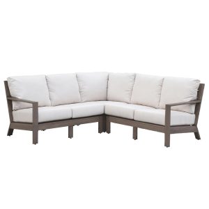 Laguna 4 Person Aluminum Sectional Sofa in Driftwood/Canvas Flax by Sunset West