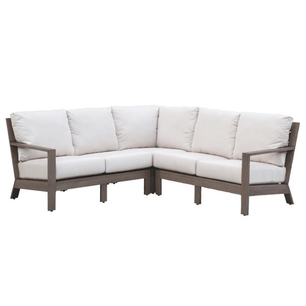Laguna 4 Person Aluminum Sectional Sofa in Driftwood/Canvas Flax by Sunset West