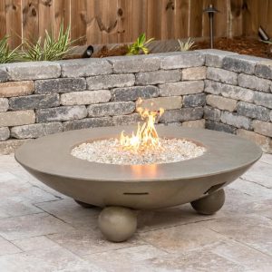 Versailles 54 Inch Round GFRC Propane Fire Pit Table in Smoke by American Fyre Designs