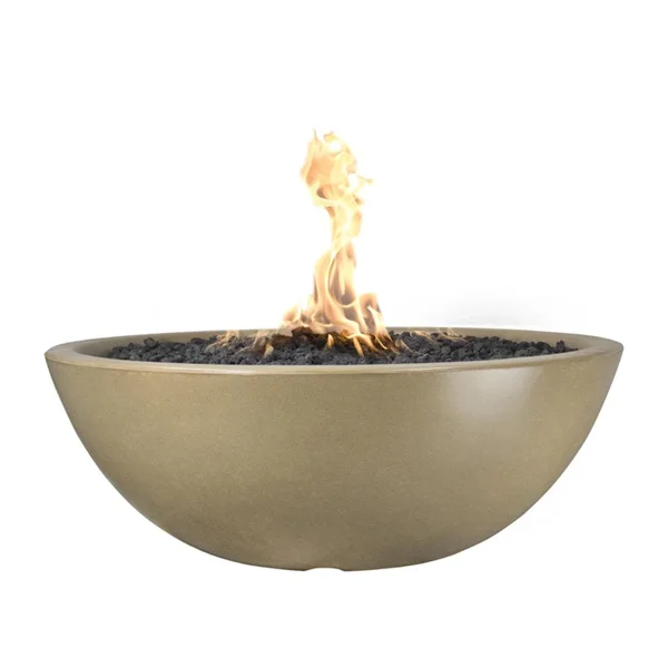 Sedona 48 Inch Round GFRC Natural Gas Fire Pit in Brown by The Outdoor Plus