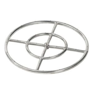 BBQGuys Signature 18-Inch Stainless Steel Double-Ring Natural Gas Burner W/ 1/2-Inch Inlet - SS-FR-18