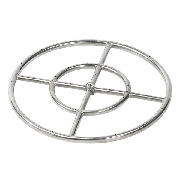 BBQGuys Signature 18-Inch Stainless Steel Double-Ring Natural Gas Burner W/ 1/2-Inch Inlet - SS-FR-18