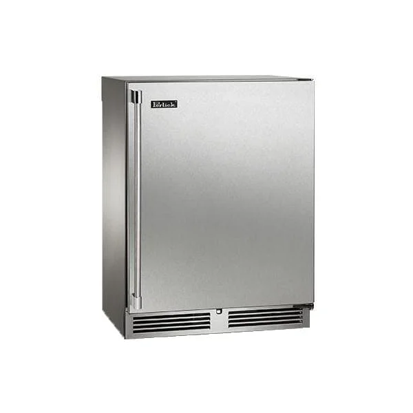 Perlick 24-Inch Signature Series Shallow Depth Marine & Coastal Series Stainless Steel Outdoor Refrigerator w/ Door Lock - Right Hinge - HH24RM-4-1RL