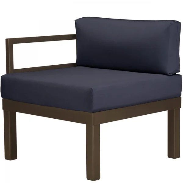 Ashbee Aluminum Sectional Left Arm Club Chair in Textured Kona/Indigo by Telescope Casual