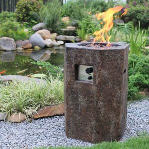 Modeno Basalt 20 Inch Other GFRC Propane Fire Pit in Brown by Elementi