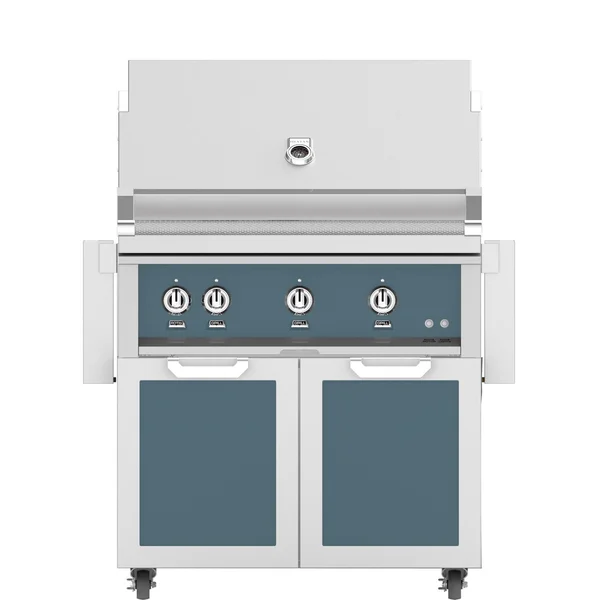 Hestan 36-Inch Propane Gas Grill W/ Rotisserie On Double Door Tower Cart - Pacific Fog - GABR36-LP-GG
