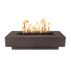 Coronado 48 Inch Rectangular Powder Coated Steel Natural Gas Fire Pit in Copper by The Outdoor Plus