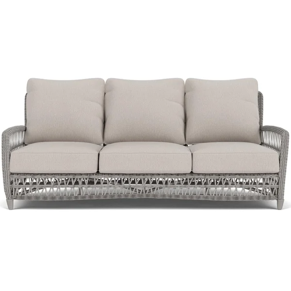 Mackinac Wicker Sofa in Putty/Remy Cloud by Lloyd Flanders