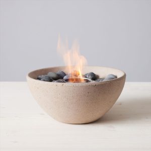 Basin 11 Inch Round Concrete Gel Fuel Table-top Fire Pit in Sand by TerraFlame