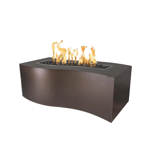 Billow 60 Inch Rectangular Powder Coated Steel Natural Gas Fire Pit in Copper by The Outdoor Plus