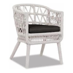 Dana Woven Rope Dining Arm Chair w/ Self Welt in Natural/Spectrum Carbon by Sunset West