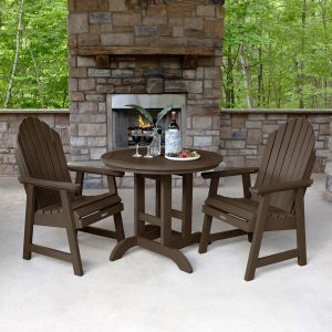 Dream Bay 3 Pc Recycled Plastic Round Dining Set in Weathered Acorn by Lakeview Outdoor Designs