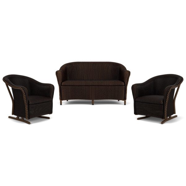 Reflections 3 Pc Lloyd Loom Seating Set w/ Rocking Chairs in Mink by Lloyd Flanders