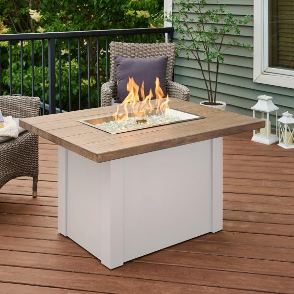 Havenwood 44 Inch Rectangular Powder Coated Steel Propane Fire Pit Table in Brown by The Outdoor GreatRoom Company